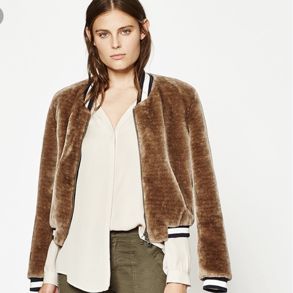 NWT Joie Faux Fur Bomber size small